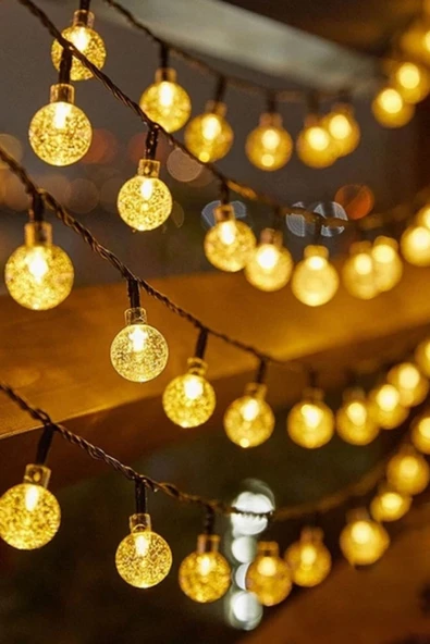 MAGICLEDCORNER Solar Şeffaf Top led Işık 3 Metre 20 Led  Güneş Enerjili Bahçe Aydınlatma Günışığı - Resim 3