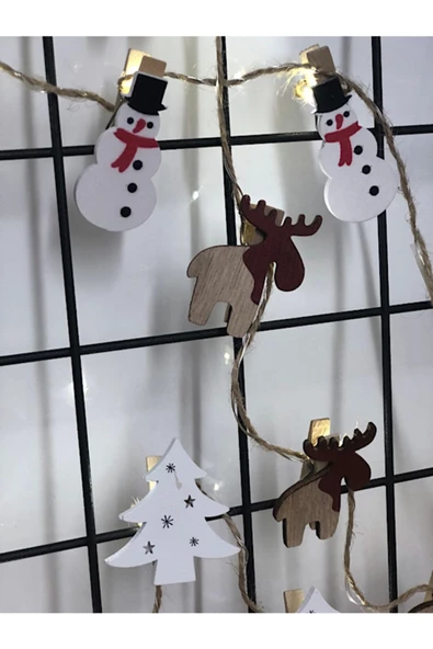 MAGICLEDCORNER Ahşap Geyik Mandallı Işık Zinciri ürün görseli 1