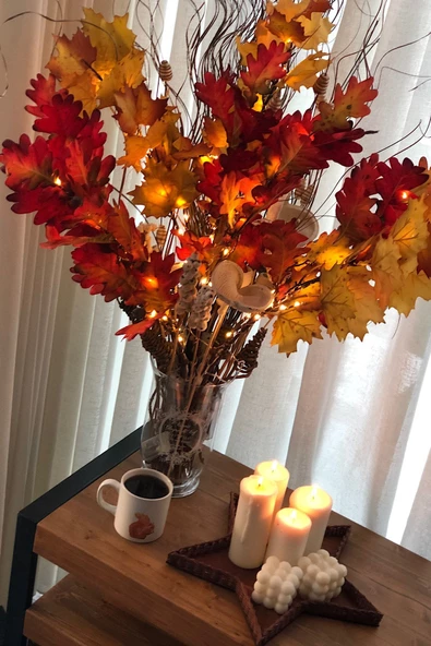 MAGICLEDCORNER Led Işıklı Akçaağaç Yapraklı Sonbahar Dalı - Resim 4