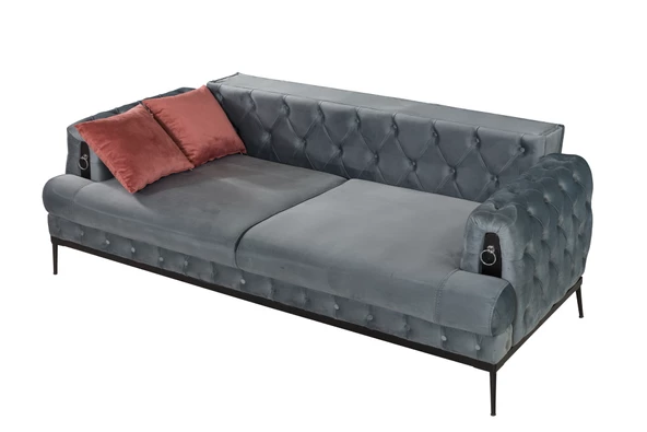 Belletto Chesterlıne Üçlü Koltuk Füme - 2