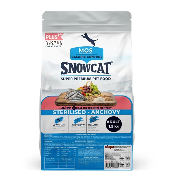 Snow Cat Plus Düşük Tahıllı Kısırlaştırılmış Balıklı Kedi Maması 1,5 Kg