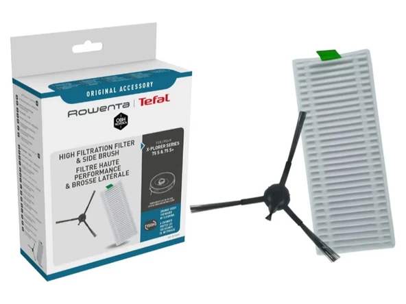 Tefal RG 8577 X-Plorer Robot Süpürge ile Uyumlu Yan Fırça ve Filtre Seti