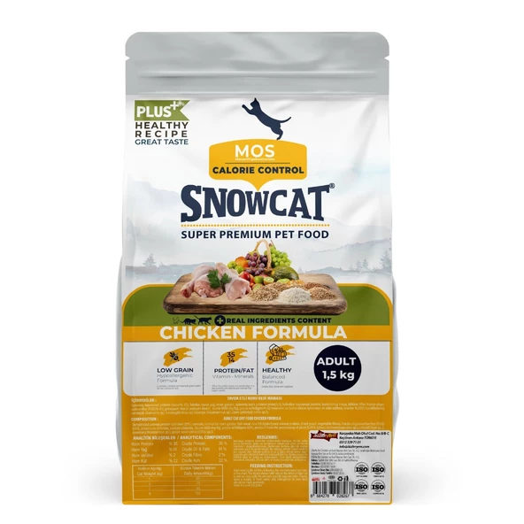 Snow Cat Plus Düşük Tahıllı Yetişkin Tavuklu Kedi Maması 1,5 Kg