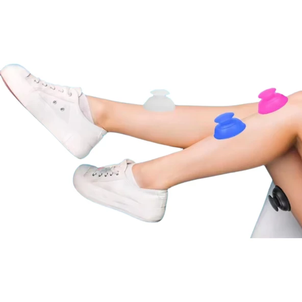 Vantuz Silikon Selülit & Masaj Kupası 4'lü Set Mavi-Pembe Renk - 2