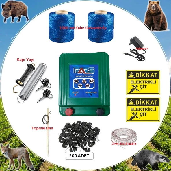 Elektrikli Sensörlü Ayı,Domuz Yaban Kovar Seti Ahşap Direk İzolatörlü ürün görseli 1