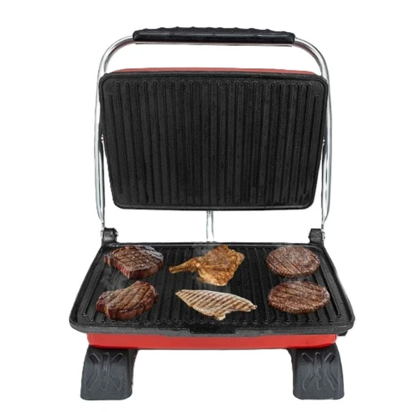 Dökümix Demir Döküm Kırmızı 1800 Watt 4-6 Dilim Ev-Sanayi-Büfe Tipi Tost Makinası ve Izgara - 3