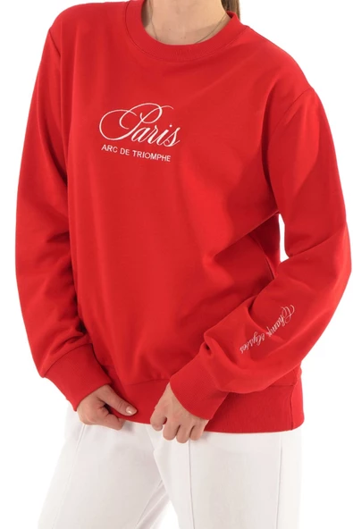 Joggy Kadın Kırmızı Sweatshırt 141 - Resim 2