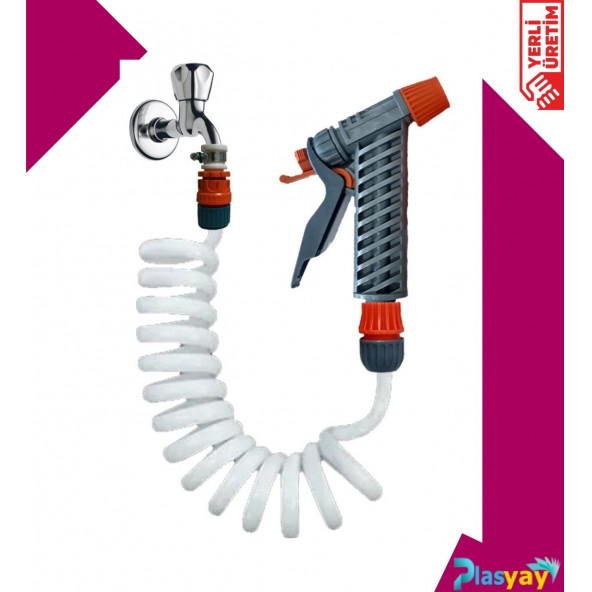 Plasyay Spiral Bahçe Çimen Sulama Balkon Araç Yıkama Hortumu ve Sulama Başlığı Set Halinde - 2