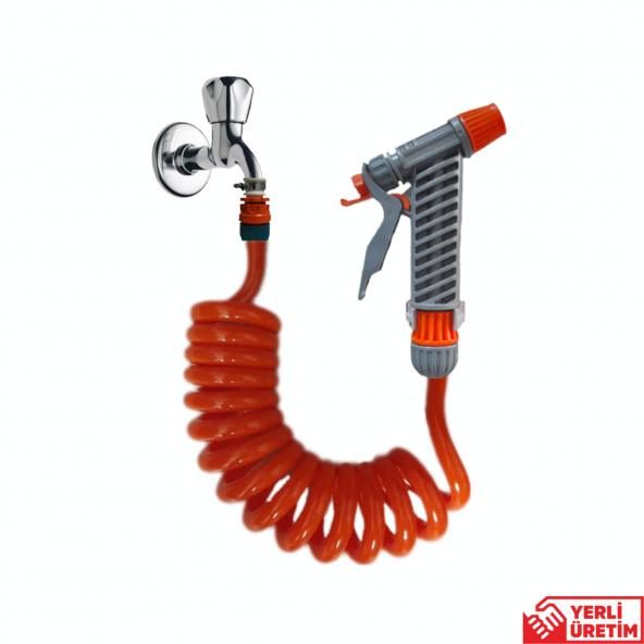 Plasyay Spiral Bahçe Çimen Sulama Balkon Araç Yıkama Hortumu ve Sulama Başlığı Set Halinde - 4