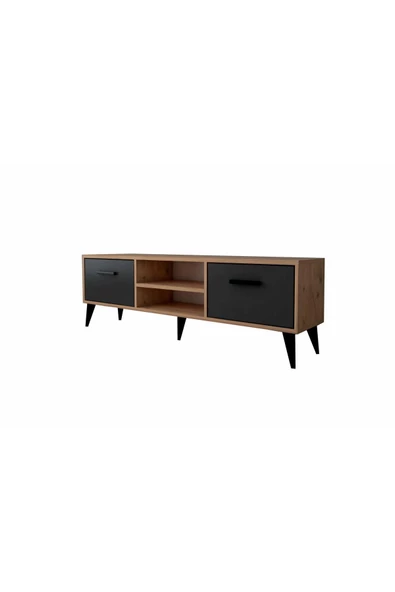BeyzerHome  Tamay 2 Çekmeceli 140 cm Tv Sehpası - Atlantik Çam / Siyah - 4