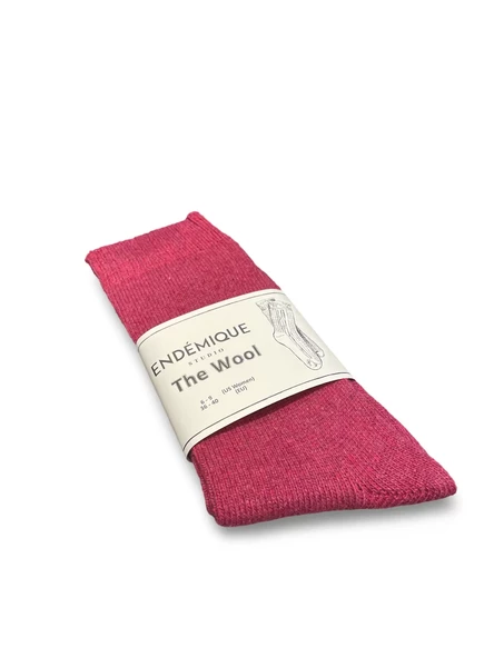 Endémique Studio The Wool Plain Dark Pink-Kadın Çorap - 2