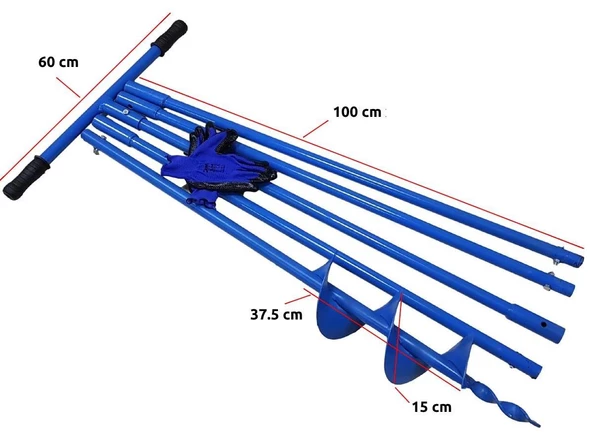 Toprak Burgusu Uzatmalı Sondaj Aleti Çap 15 cm Boy 5 mt