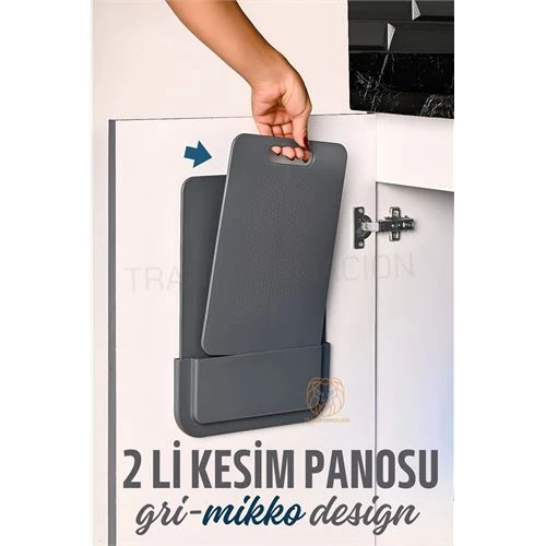 ModaCar 2 li Kesim Panosu Stantlı Yapışkanlı Kesim Tahtası GRİ Mikko Design