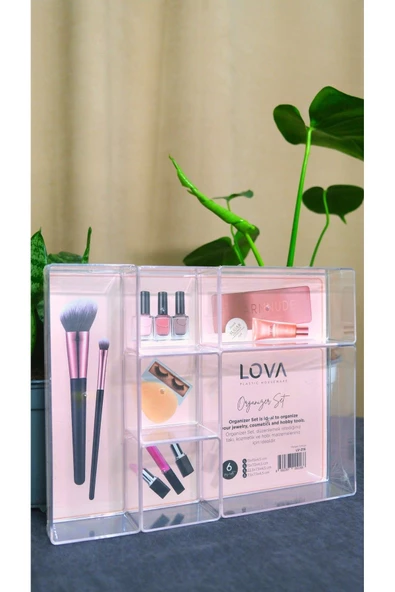 Makyaj Düzenleyici Organizer 6 lı Set LOVA 6 Parça Gelmektedir