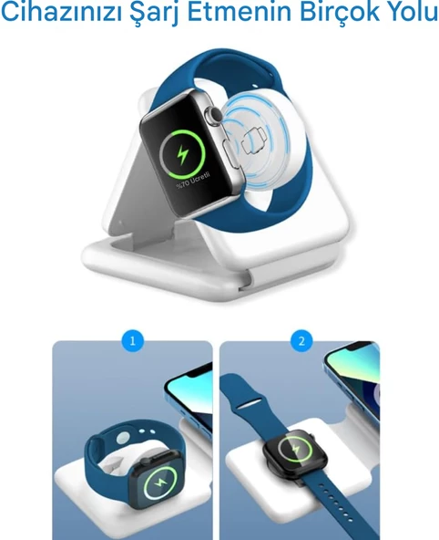 QASUL Manyetik Katlanabilir Kablosuz Şarj Cihazı, Çoklu Cihazları için Şarj İstasyonu-Seyahat Şarj Pedi Yuvası - 7