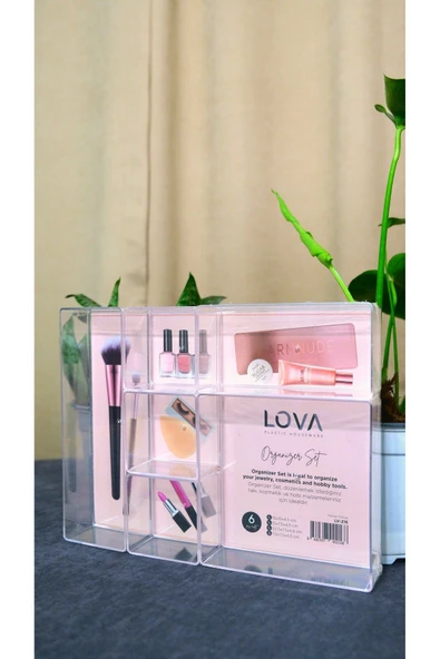 Makyaj Düzenleyici Organizer 6 lı Set LOVA 6 Parça Gelmektedir - 2