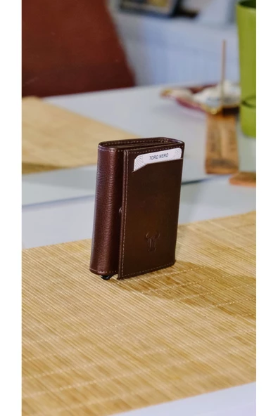 Mekanizmalı Gerçek Deri Erkek Cüzdan - RFID Korumalı Kartlık, Slim ve Şık Tasarım HAKİKİ DERİ - 2