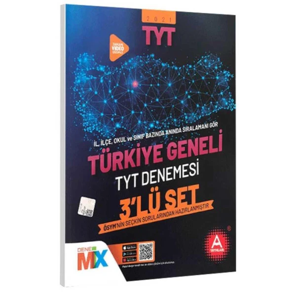 A Yayınları Türkiye Geneli Tyt Çıkmış Sorular Denemesi 3 Lü Set Yni