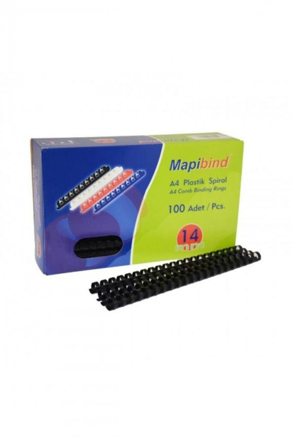 Mapibind Spiral Plastik 115-135 Syf 100 LÜ 14 MM Siyah 201 14 01