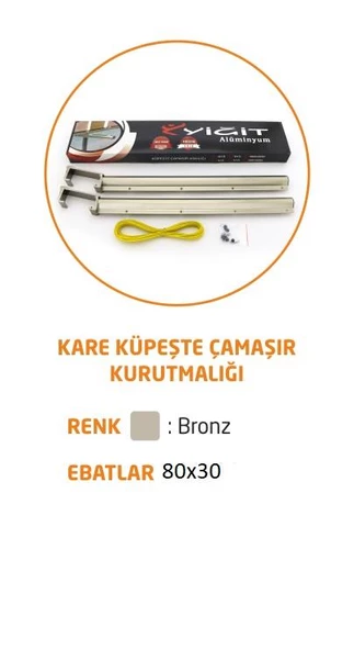 Kare Küpeşte Alüminyum Balkon Çamaşır Kurutmalık 60x25 ve 80x30 Uyumlu - 2
