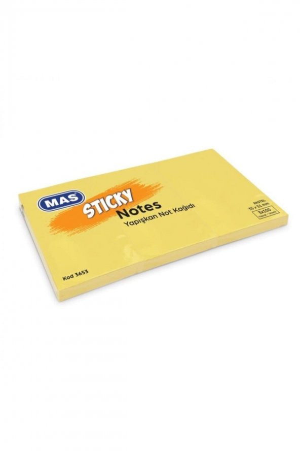 Mas Yapışkanlı Not Kağıdı 3 Blok 100 SY 35x51 Pastel Sarı 3653