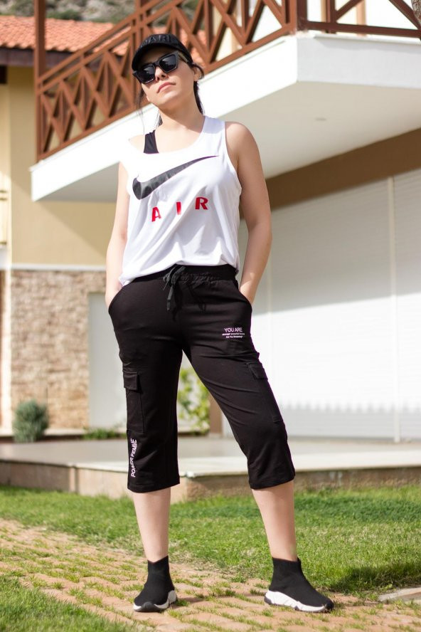 Kadın Siyah Regular Fit Jogger Kısa Eşofman Altı 21KESAJGGR - 2