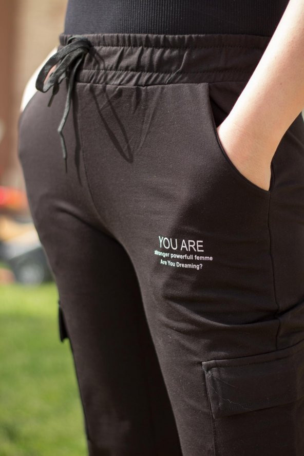 Kadın Siyah Regular Fit Jogger Kısa Eşofman Altı 21KESAJGGR - 3