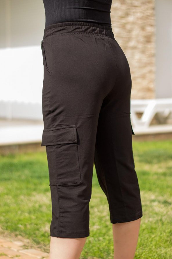 Kadın Siyah Regular Fit Jogger Kısa Eşofman Altı 21KESAJGGR - 4