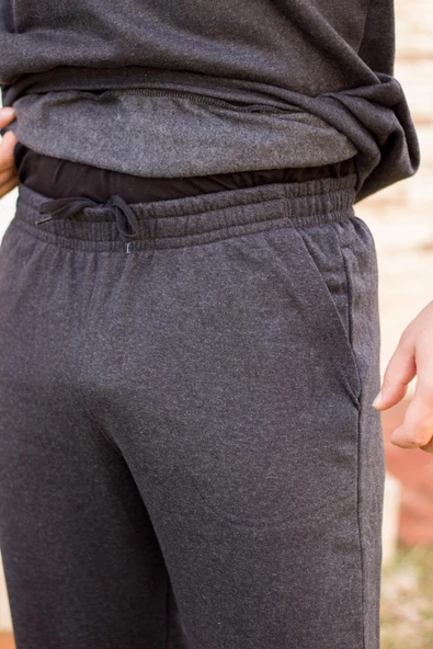 Antrasit Normal - Battal Büyük Beden Kalın Sweat Erkek Eşofman Takımı 21EESTBAKT - 6