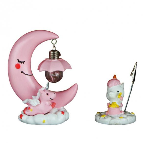 Unicorn 2 Li Set Unicorn Işıklı Biblo Unicorn Notluk