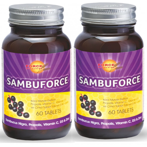 Force Nutrition Sambuforce Kara Mürver Propolis Vitamin c Vitamin D3 60 Tablet 2 Adet