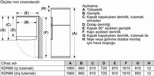Bosch KDN86AIF0N Çift Kapılı No Frost Buzdolabı - 5