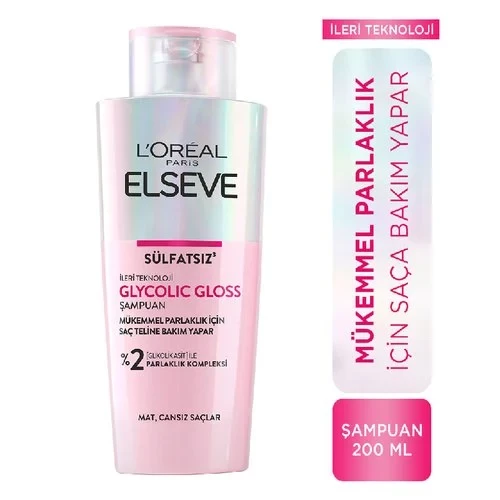 Elseve Glycolic Gloss Mükemmel Parlaklık için Bakım Yapan Şampuan 200ml