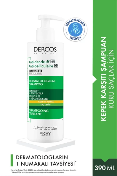 Vichy Dercos Kepek Şampuanı 390 ml - Kuru Saçlar Için