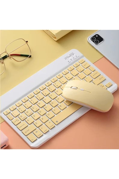 Fuchsia Sunny Renkli İnce Zarif Bluetooth Bağlantılı Çok Amaçlı Klavye Mouse Set - Resim 4