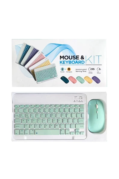 Fuchsia Sunny Renkli İnce Zarif Bluetooth Bağlantılı Çok Amaçlı Klavye Mouse Set - Resim 6