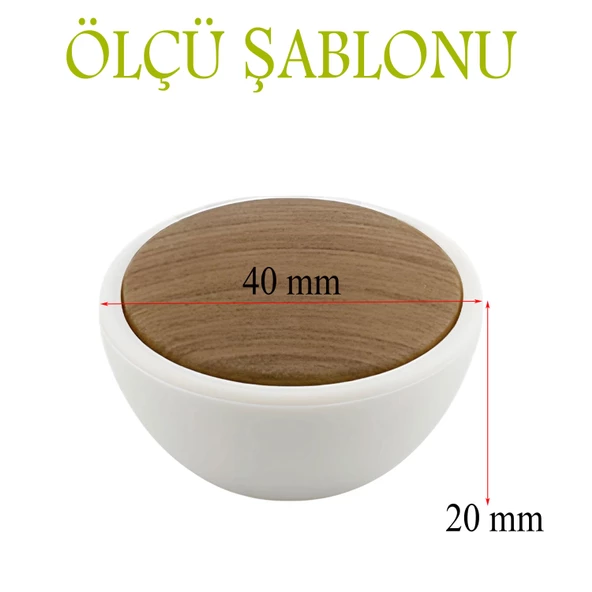 Polimer Düğme Kulp Dışbükey Aytaşı Ceviz Dolap Mobilya Mutfak Dolabı Çekmece Kulpu Kulbu - Resim 3