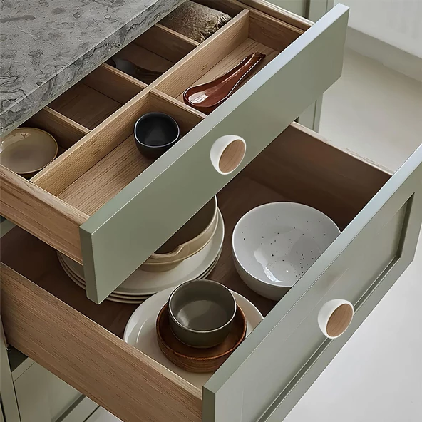 Polimer Düğme Kulp Dışbükey Aytaşı Ceviz Dolap Mobilya Mutfak Dolabı Çekmece Kulpu Kulbu - Resim 4