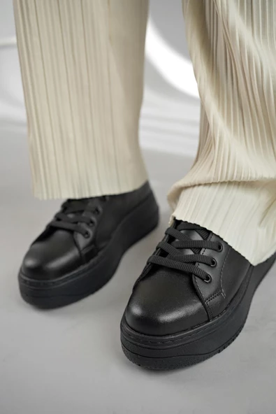 Muggo MİTOS Garantili Kadın Günlük Yüksek Taban Bağcıklı Sneaker Spor Ayakkabı - 3