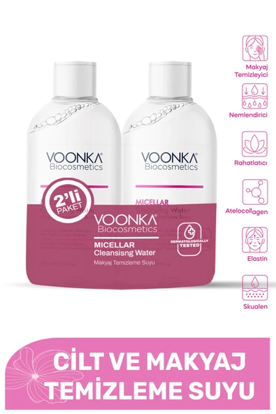 Voonka Biocosmetics Atelocollagen Cilt ve Makyaj Temizleme Suyu 500 ml - İkincisi Hediye