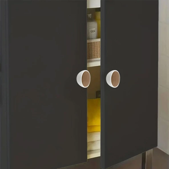 Polimer Düğme Kulp Dışbükey Aytaşı Ceviz Dolap Mobilya Mutfak Dolabı Çekmece Kulpu Kulbu - Resim 5