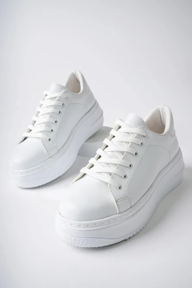 Muggo MİTOS Garantili Kadın Günlük Yüksek Taban Bağcıklı Sneaker Spor Ayakkabı - 12