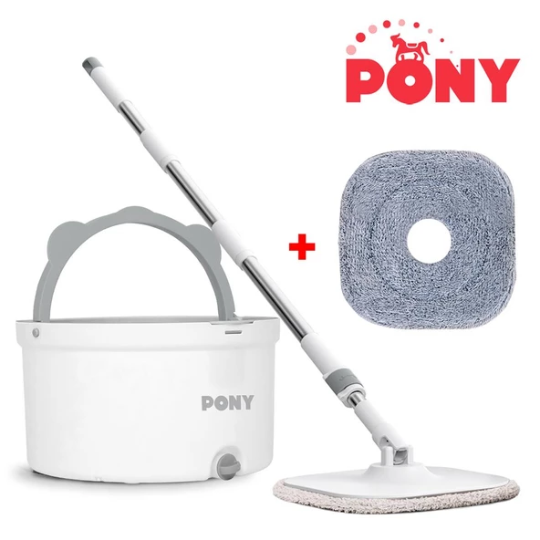 Pony Beyaz Yedekli Temiz & Kirli Suyu Ayırma Özelliği Otomatik Temizlik Seti Mop Paspas - 2