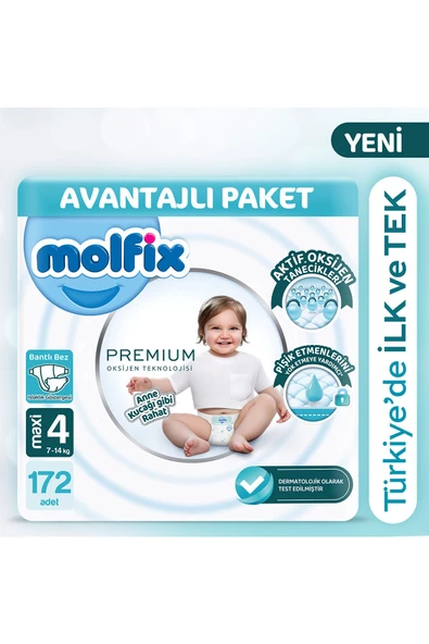 Molfix Premium Avantajlı Paket 4 Beden 172 Adet