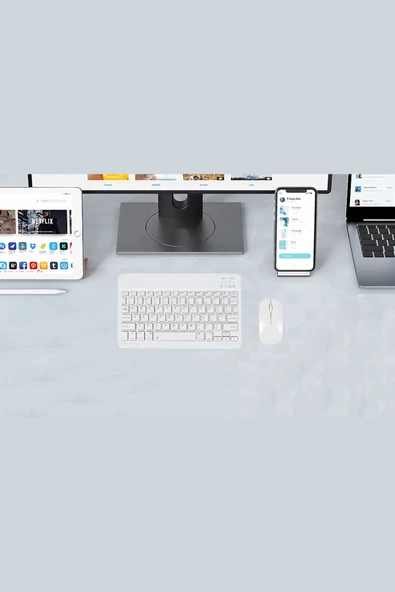 Fuchsia Sunny Renkli İnce Zarif Bluetooth Bağlantılı Çok Amaçlı Klavye Mouse Set - Resim 7