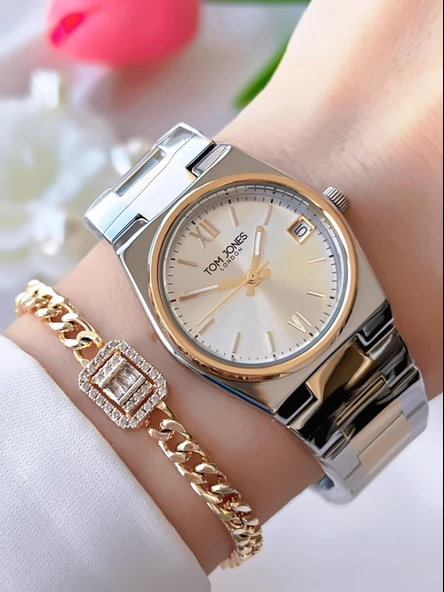 Tom Jones Çelik Kordon Kararma Renk Atma Yapmaz 3 Atm Suya Dayanıklı Kadın Kol Saati BTJ.1.2387.03 ürün görseli