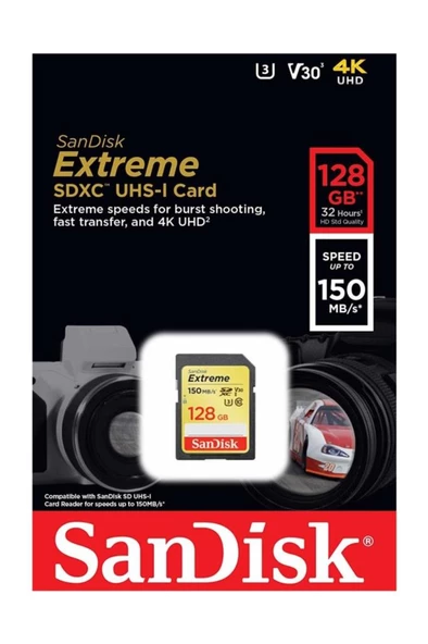 SanDisk Extreme DSDXV5-128G-GNCIN Class 10 UHS-I U3 V30 128 GB Hafıza Kartı