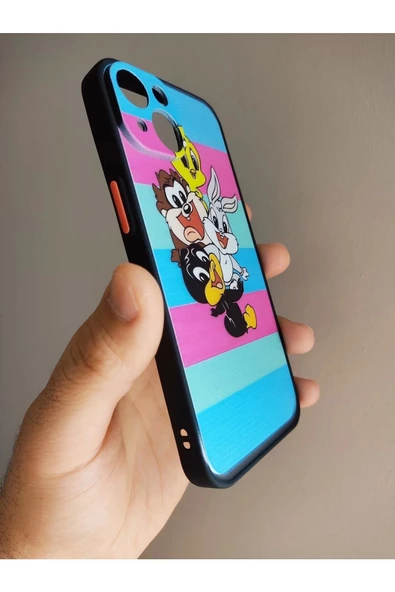 Iphone 14 Uyumlu Kamera Korumalı Looney Tunes Tuşları Renkli Telefon Boyun Askılı Set Kılıf - 2