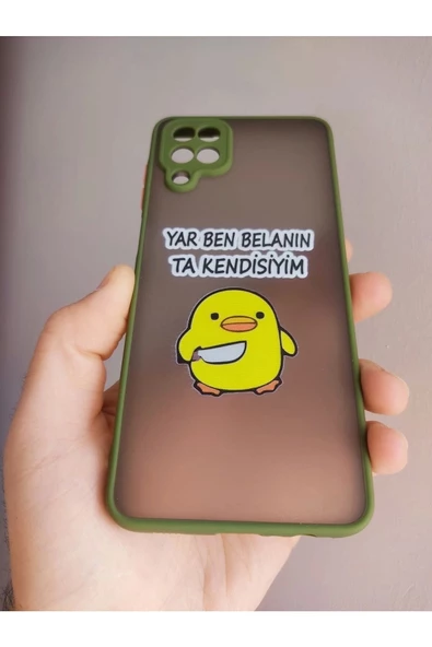 Samsung Galaxy A12 Uyumlu Katil Civciv Tasarım Tuşları Renkli Telefon Boyun Askılı Set Kılıf - 4