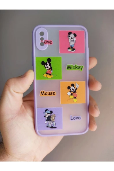 Iphone X / Iphone Xs Mickey Mouse Tasarım Tuşları Renkli Kılıf